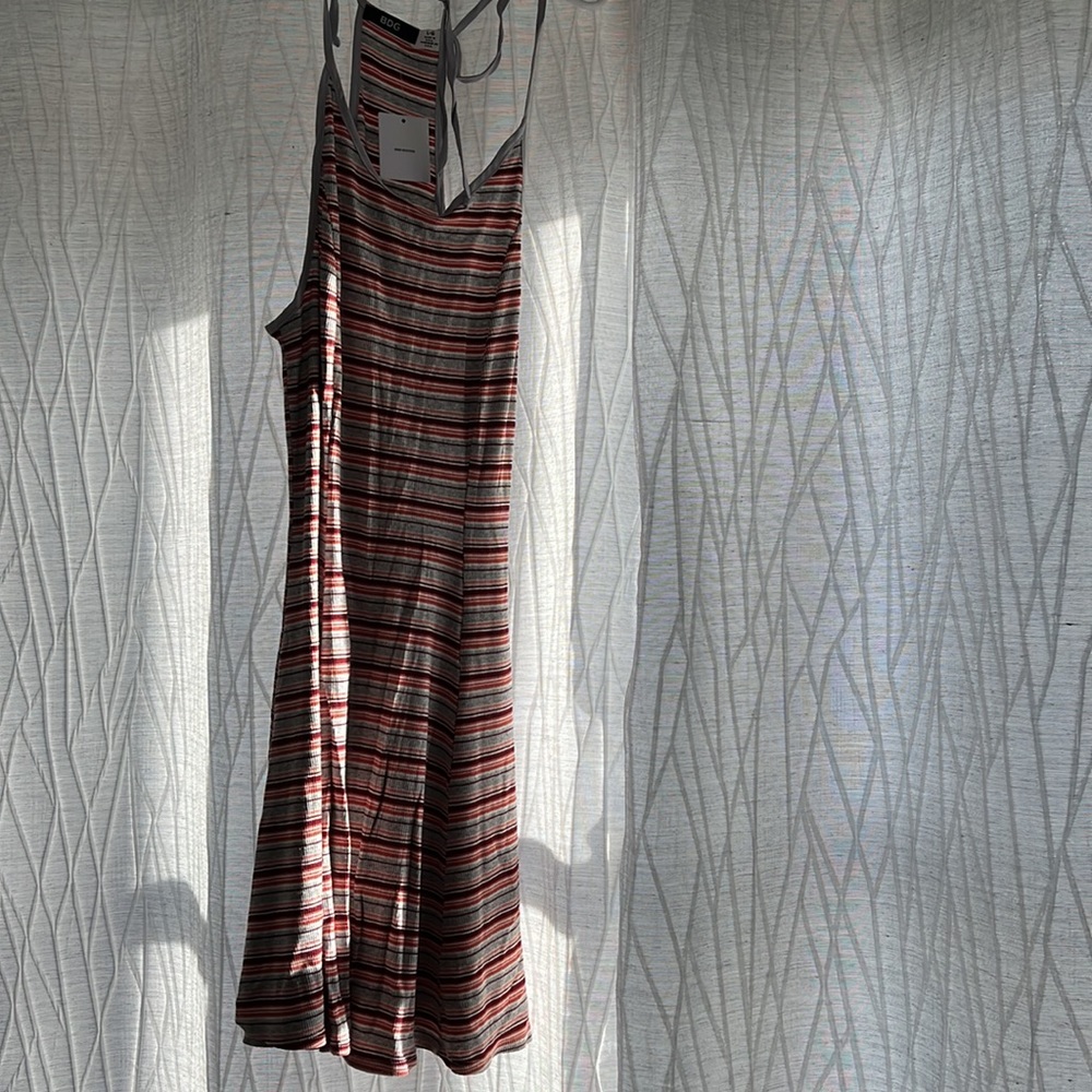 BDG striped summer dress gray red orange